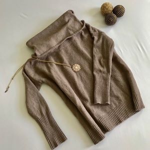 Brown sweater with an oversized neck